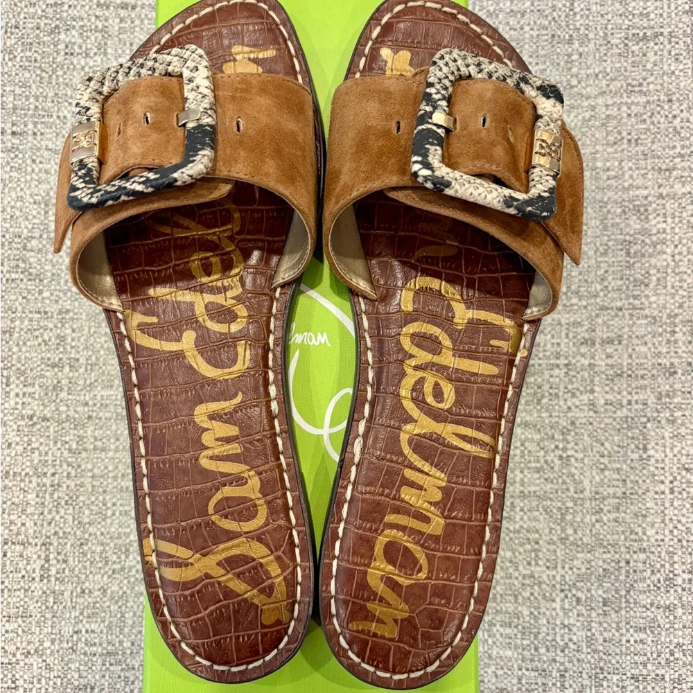 Sam Edelman Tan and Snakeskin Buckle Sandals - Picture 2 of 4